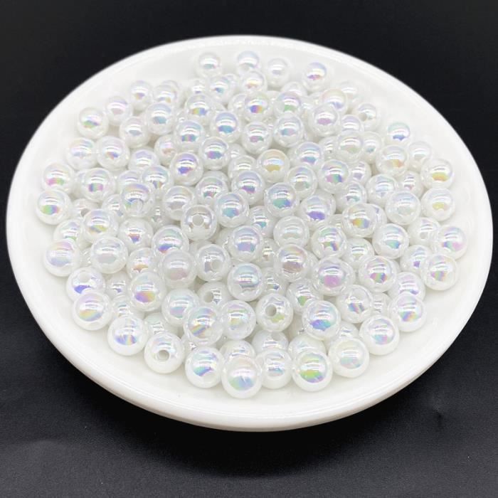Lot De 25 Perles Acryliques Multicolores Avec Strass - 10 Mm - Pour Création De Bijoux - Neuf
