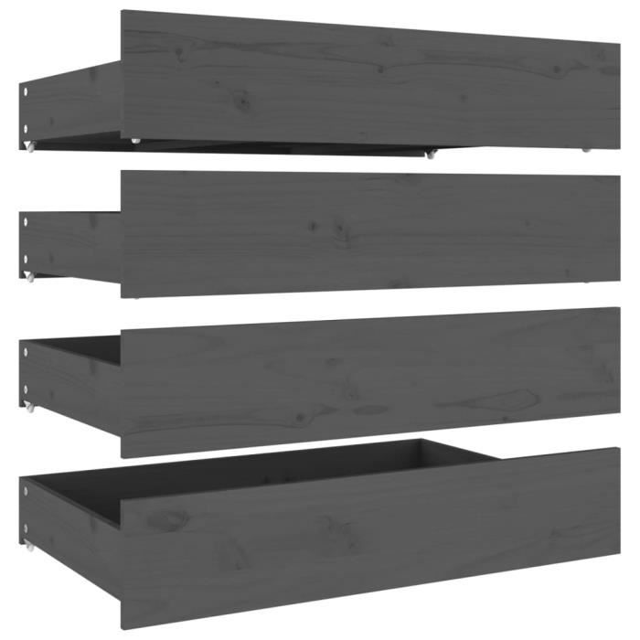 Tiroirs De Lit En Pin Massif - Lot De 2 Pour Rangement Sous Le Lit | Dimensions 88x61x9 Cm Avec Roulettes
