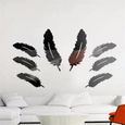 8 pièces - ensemble miroir en forme de plume bricolage autocollant mural décoratif salon décor à la maison D402-1