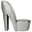 Magnifique Chaise de Salon Scandinave - Chaise en forme de chaussure à talon Fauteuil Relaxation haut Argenté Similicuir ®MTEPVY®-1
