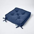 Galette de chaise coussin rehausseur en coton Bleu marine, 40 x 40 x 10 cm-1
