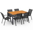 IDMARKET Salon de jardin POLY table 150 CM et 6 chaises empilables bois et gris anthracite-1