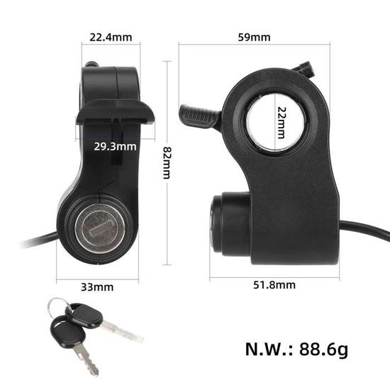 Serrure Antivol Avec Clés Pour Trottinette KuKirin G3 Pro – Neuf, Contacteur à Clé