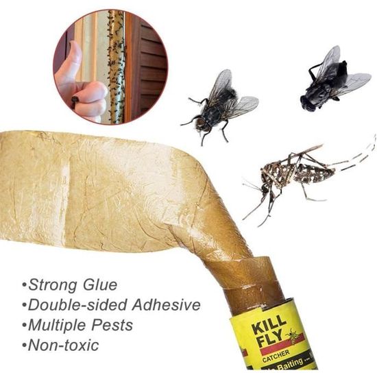Attrape Mouche Papier Tue Mouche l'intérieur à l'extérieur Utilisez Les  Mouches, Les moustiques et Autres Insectes Volants(40 Roule