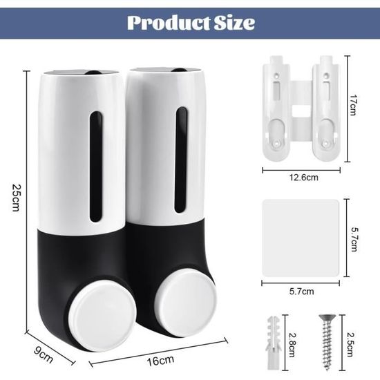 Distributeur De Savon Mural Manuel - 3 Réservoirs De 400 Ml - Neuf - Dimensions 21x6,5x21,5 Cm