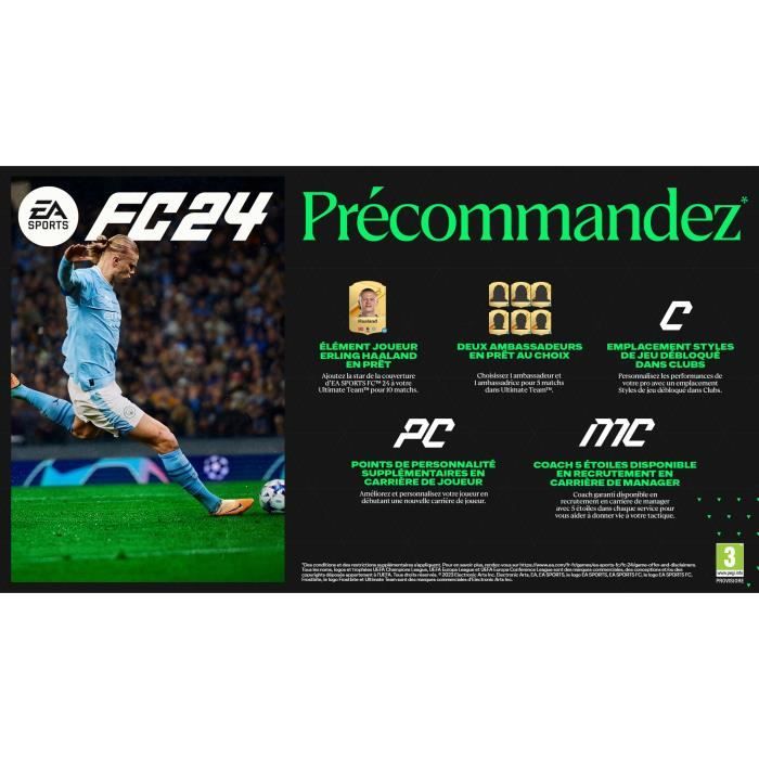 Pack Console PS5 Standard (lecteur de disques) + EA Sports FC 24  (Dématérialisé) –