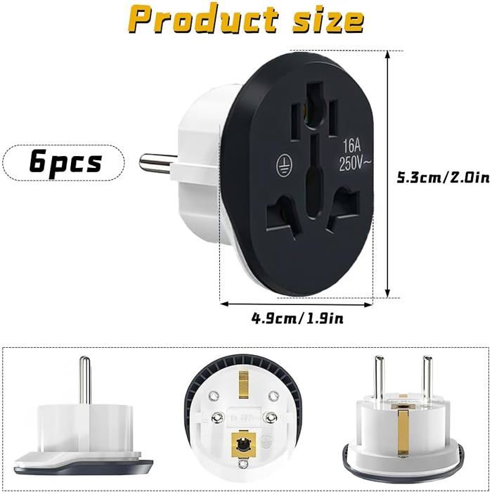 Adaptateur De Prise USA Vers Europe – Compact, Ignifuge – Pour Voyages, études à L’étranger, Aéroports – Convertisseur De Charge Simple - 14