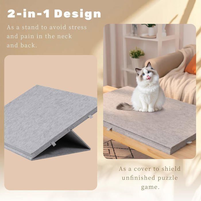 Becko US Planche de puzzle avec couvercle et 6 tiroirs à pression, table de puzzle en bois avec