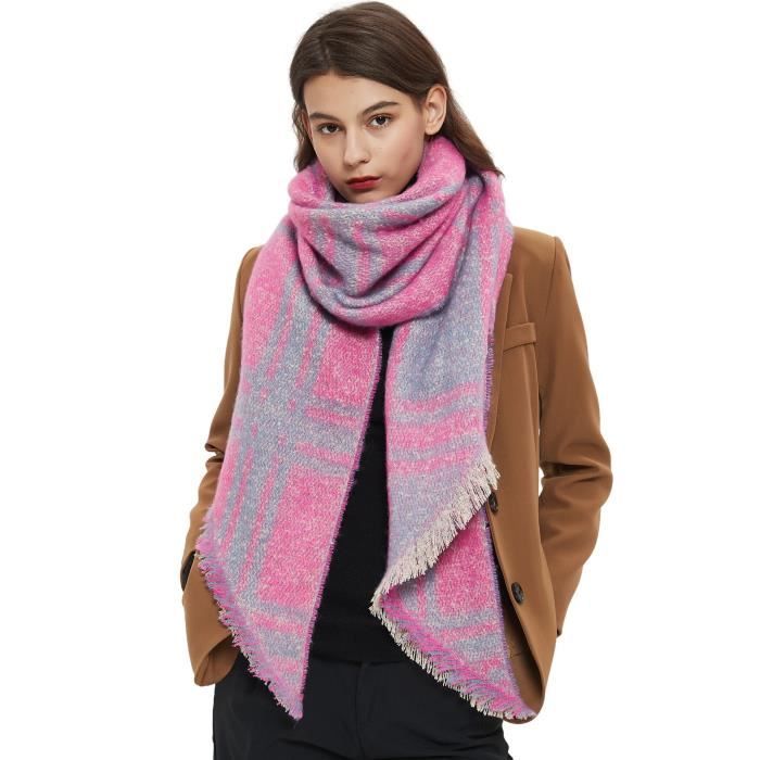 Écharpe à Carreaux En Cachemire Pour Femme, Châle Épais, Cou Chaud, Cicatrices De Laine, Couverture Longue, Pashmina Respzed Wraps, 100% Laine, Hiver