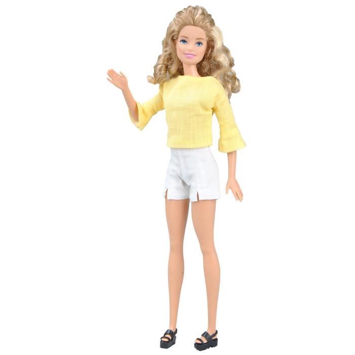 E-TING Mode Poupées Vêtements 1 Set Handmade Clothes pour Barbie Doll  (Jaune Bateau Neck Top + Shorts Blanc) - Cdiscount Jeux - Jouets