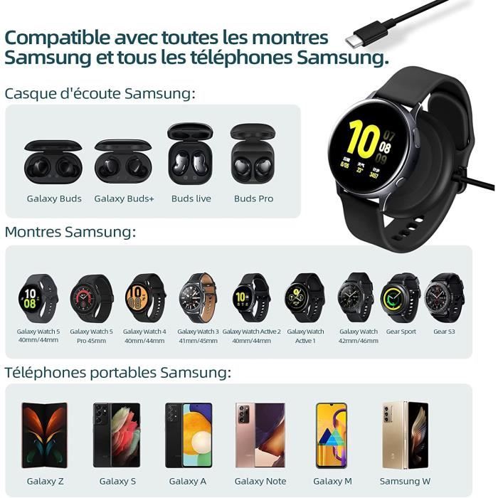 Chargeur sans fil pour Galaxy Watch 5 Pro 5 4 3 Active 2 1 Galaxy Watch Gear Sport S3 cable de charge USB C compatible avec A768 Cdiscount Telephonie