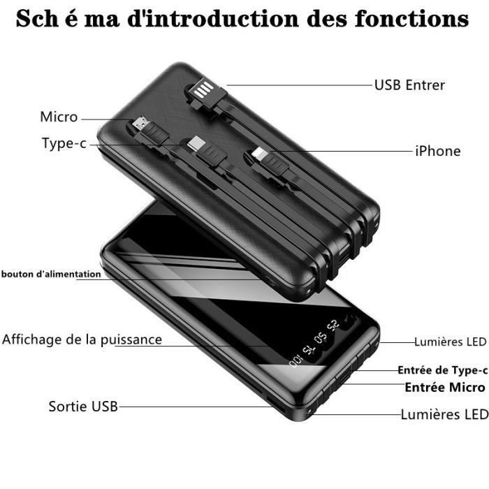 Weuiortn®23800mAh Batterie Externe Portable LCD Power Bank avec 4