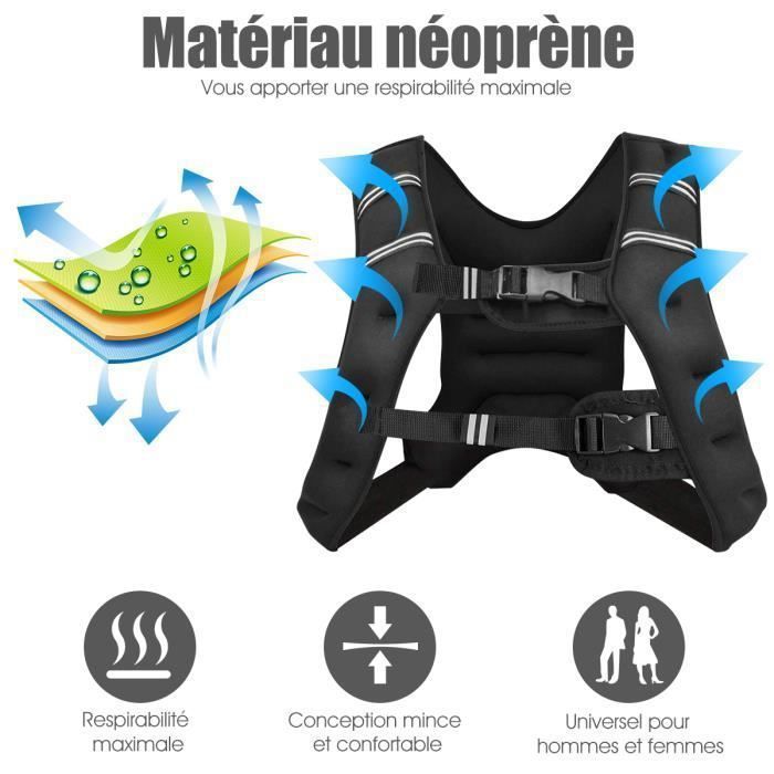 Gilet lesté de musculation ajustable - 6 à 10kg | CORENGTH