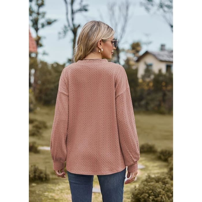 Tunique T-shirt Femme Woman Within - 1X, Rose, Manches Longues, Col V (tricot)
