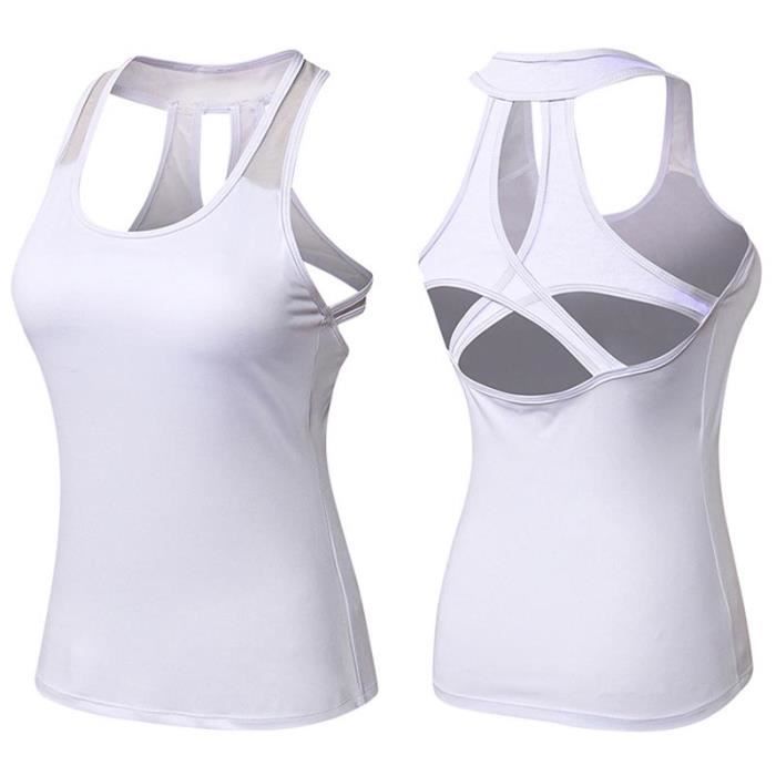 Débardeur Sport Femme Avec Soutien-gorge Intégré - Top Yoga Fitness Respirant Sans Manches