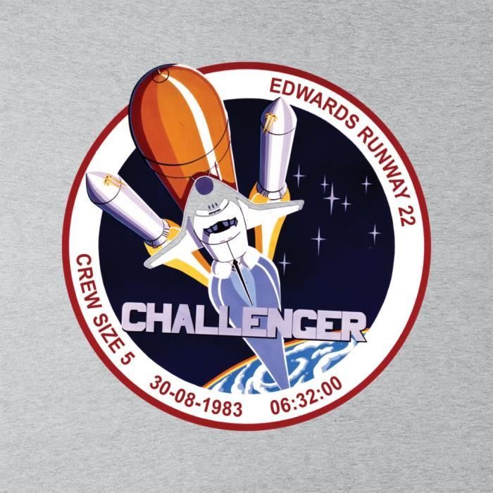 NASA STS 8 Challenger Mission Badge Pull Enfant Gris chin