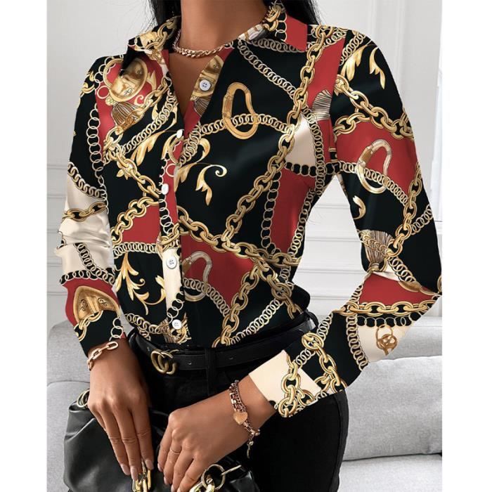 Chemisier Femme Manches Longues Shirt Patchwork Chemise Classique