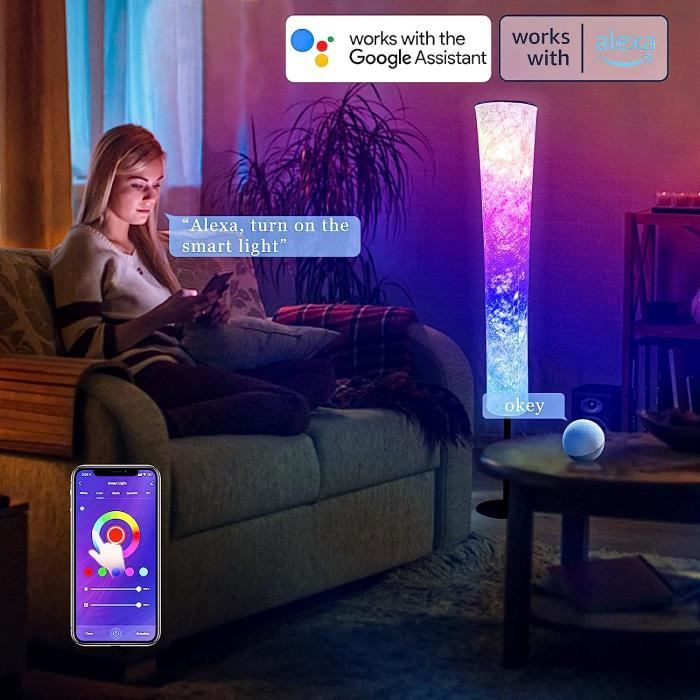 Lampadaire sur Pied Salon LED Chambre Intelligent, RGB Lampe sur