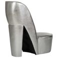 Magnifique Chaise de Salon Scandinave - Chaise en forme de chaussure à talon Fauteuil Relaxation haut Argenté Similicuir ®MTEPVY®-2