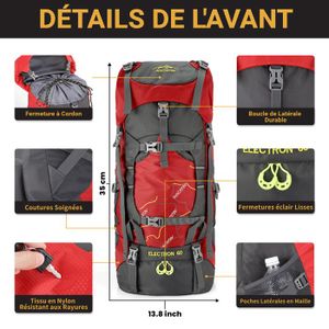 MOUNTAINTOP Sac à Dos De Randonnée 40L - Unisexe, Imperméable, Avec Housse De Pluie - M5832ii