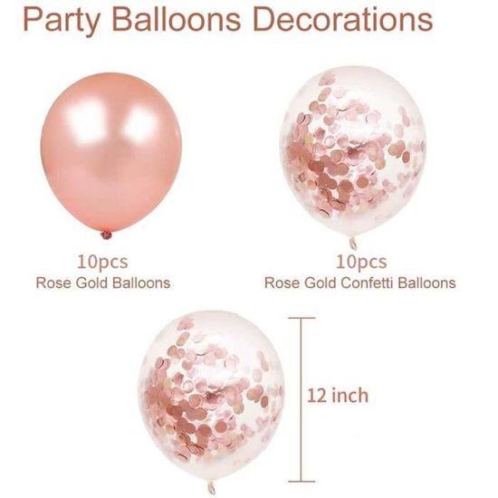 15 Pièces Ballons, Ballons Latex Rose, Set De Ballons Confettis, Ballons  D'Anniversaire, Ballons Latex Pour Anniversaire, An[u11179] - Cdiscount  Maison