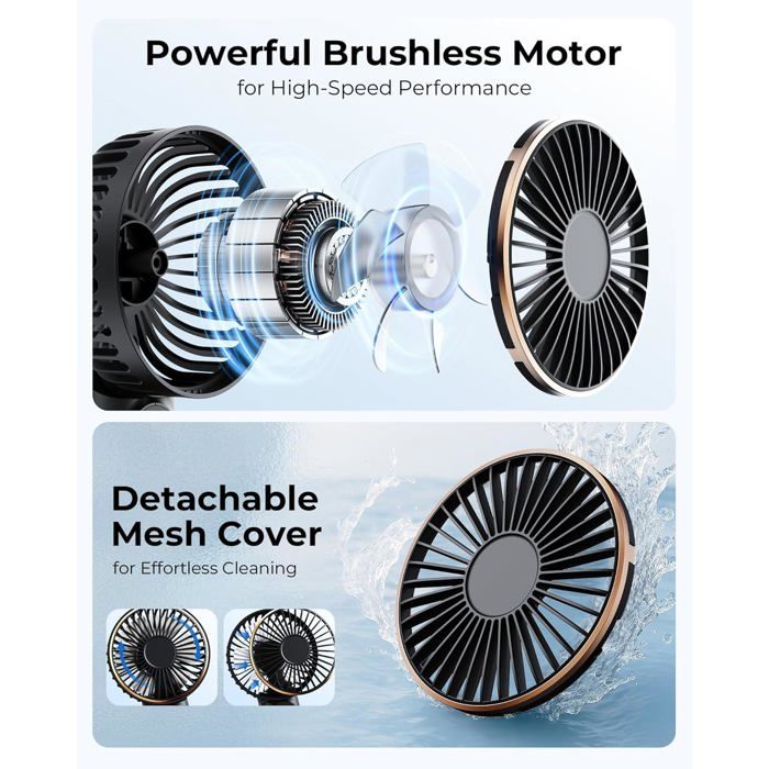 Mini Ventilateur Portable Turbo Pliable 180° – 5 Vitesses, Écran LCD, 4000mAh, Ultra Silencieux, 3-en-1 : Main/Bureau/Cou, Idéal Voyage Et Camping – Blanc
