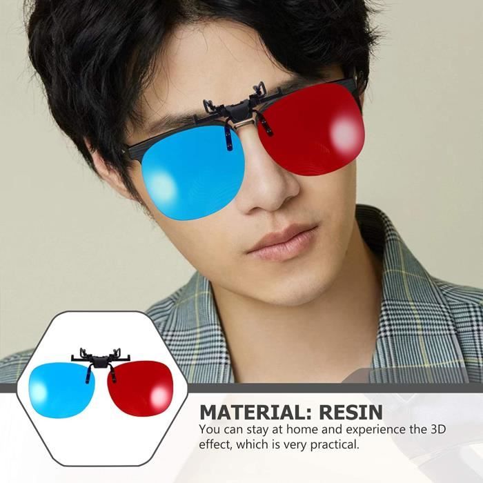 2 PI CES Rouge Bleu 3D Clip sur Lunettes Flip Up Verres Polaris s