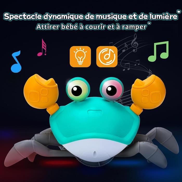 Jouet Bébé Enfant 1 2 3 4 an,LED Musical Capteur Interactif Crabe