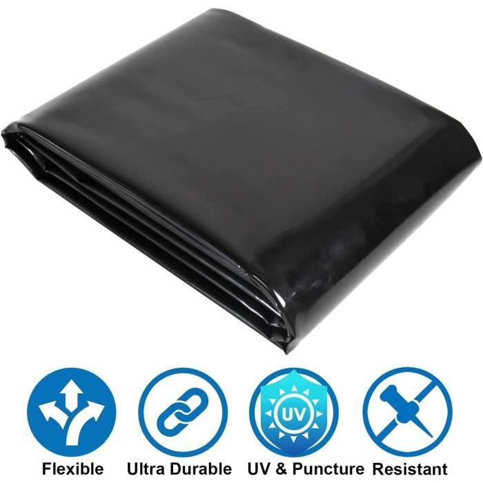 Bâche De Bassin 6m X 11m - Noire, Imperméable, Résistante Aux UV Et Anti-perforation Pour étang à Poissons
