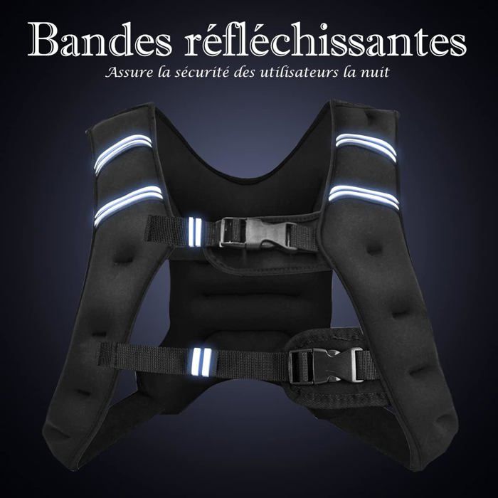 ZELUS Gilet Lesté 5kg/10kg/15kg/20kg Barre de Poids Réglable Veste
