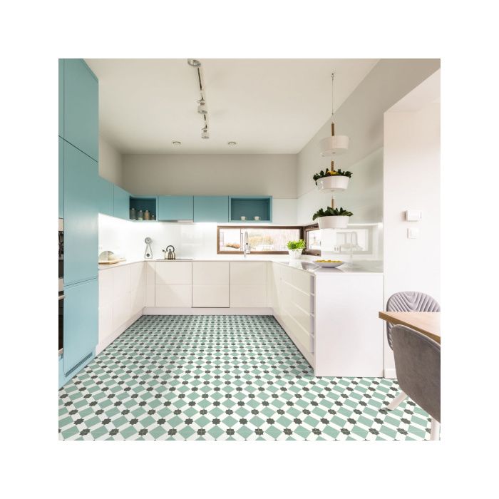 Sol Vinyle Carreaux De Ciment Vert