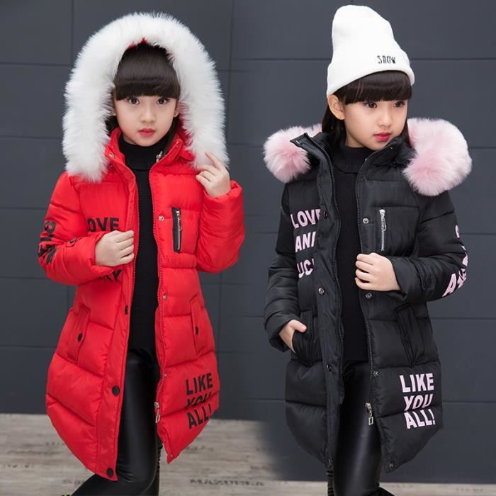 Doudoune Enfant Fille De 6 à 14 ans Chaude Hiver Epais avec Capuche  Mi-longue Couleur Unie - Rose Rose - Cdiscount Prêt-à-Porter