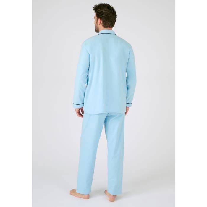 Veste Damart Pyjaveste en flanelle pur coton manches longues Bleu