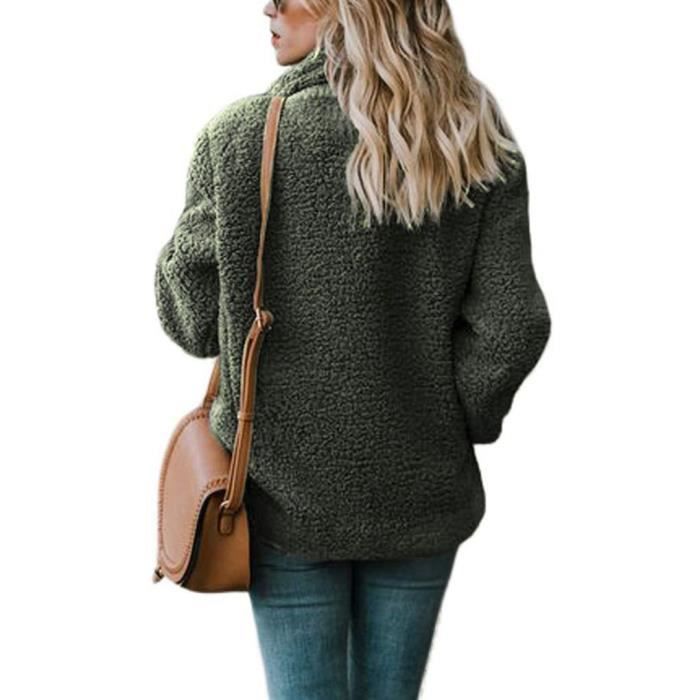 Parka femme à texture effet mouton fourrure fausse manteau col à