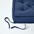 Galette de chaise coussin rehausseur en coton Bleu marine, 40 x 40 x 10 cm-3
