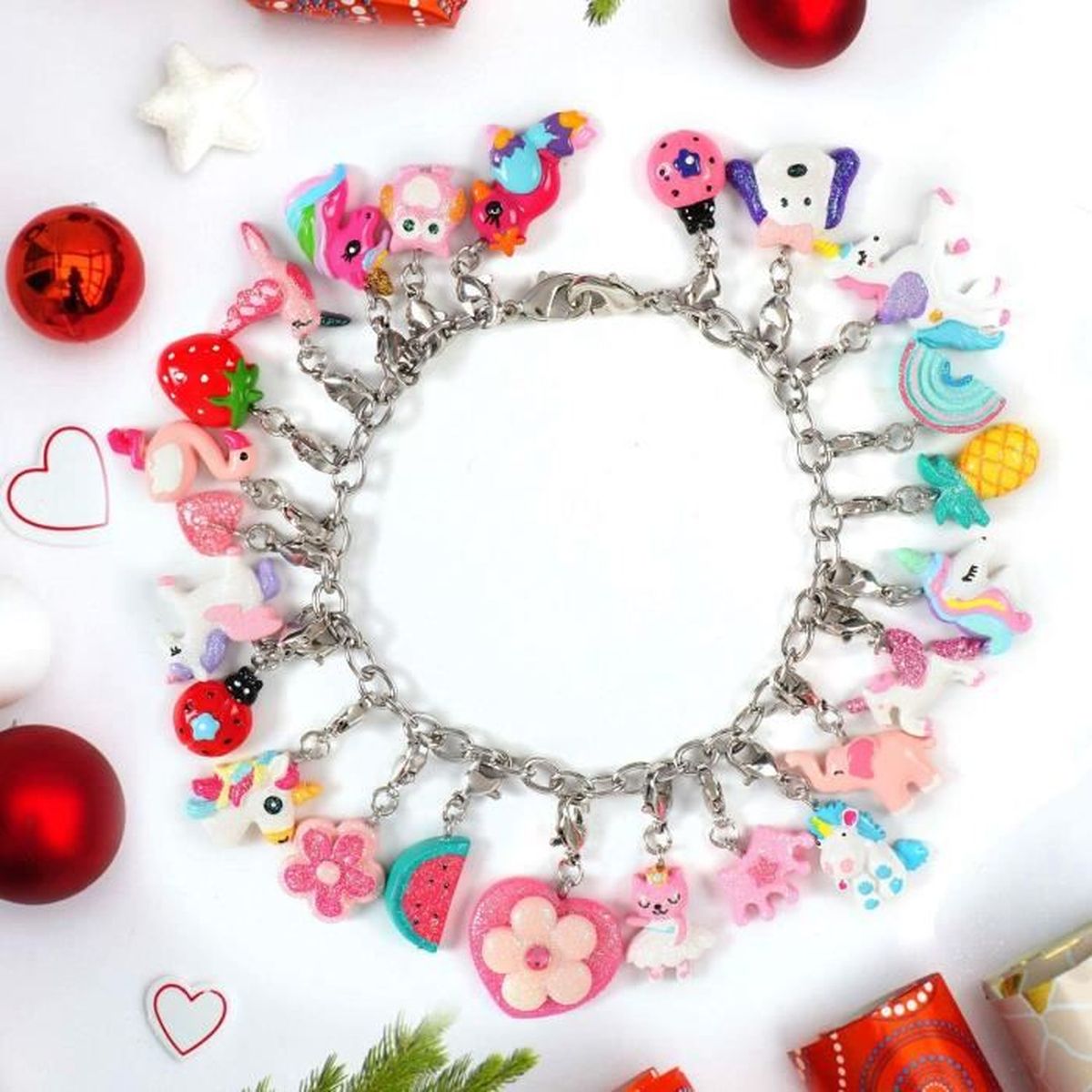 VAMEI Calendriers de lAvent Filles DIY Bracelet Collier Filles Accessoires de Bijoux pour lhiver Licorne Anniversaire Cadeaux Surprise Filles 27 Pièces 