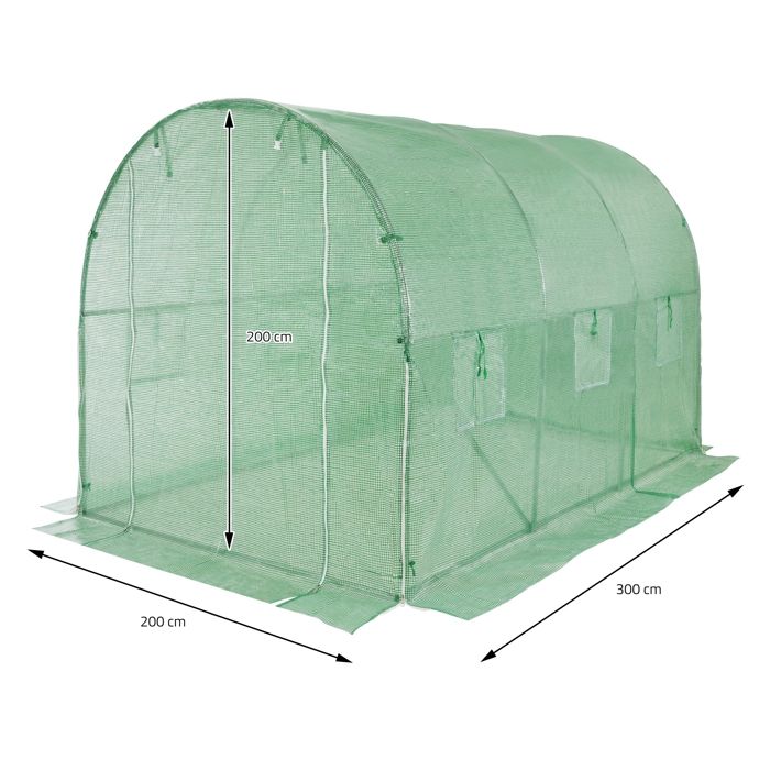 Bâche De Rechange Pour Serre Tunnel 3x3m - Leno 260g/m², Résistante Aux Déchirures Et UV - Protection Jardin, Chantier, Camping