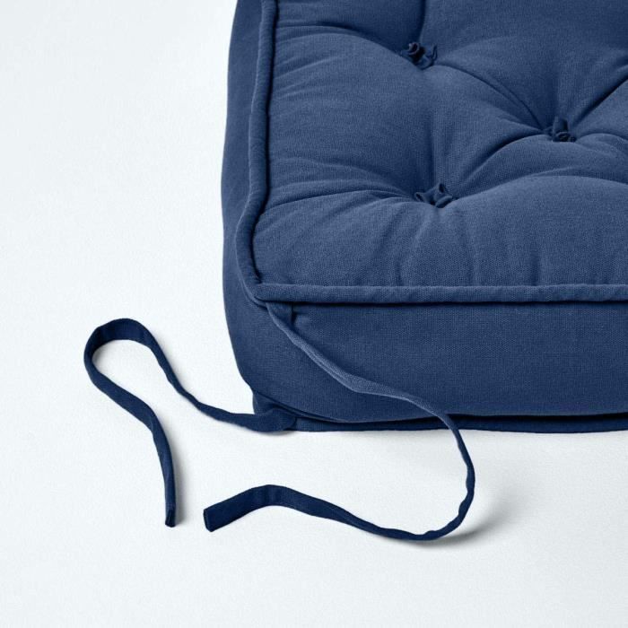 Galette de chaise coussin rehausseur en coton Bleu marine, 40 x 40 x 10 cm