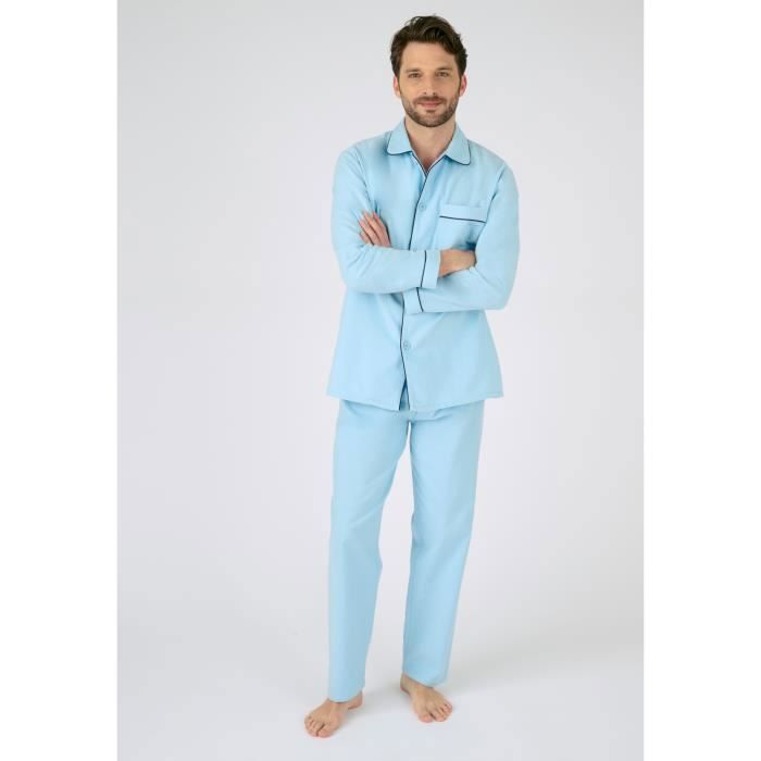 Veste Damart Pyjaveste en flanelle pur coton manches longues Bleu