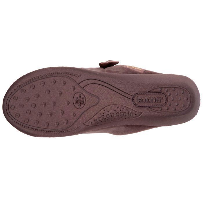 Chaussons Mules Isotoner Femme - Talon 4cm, Semelle Confort - Microvelours Marine