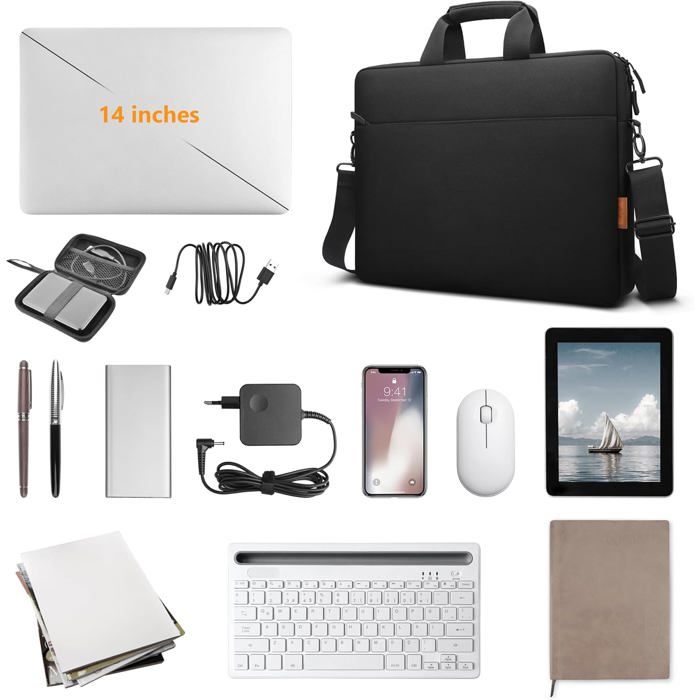 Sacoche Ordinateur 14 Pouces Sac Pour Ordinateur Portable 13.3 14 15.6 16 Pouces Léger Macbook Pro Air, Sac à Main Antichoc Pour Ordinateur Portable, Sacoche à épaule Sacoche 14 Pouces