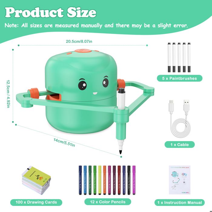 Charmofun Robot Dessinateur Pour Enfant – Dessine Avec Stylo, 100 Cartes, Rechargeable, éducatif Et Interactif Dès 3 Ans (bleu)