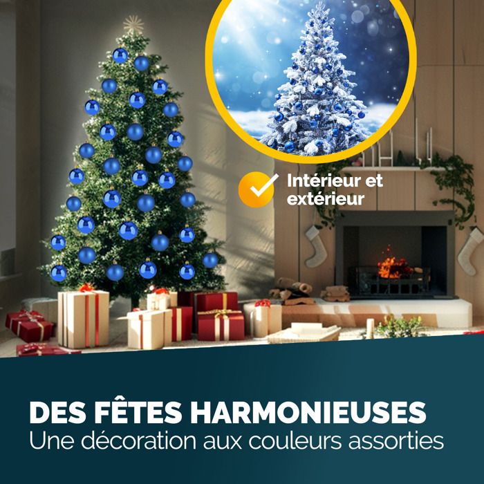 Boules De Noël En Plastique 4cm - Lot De 36 - Incassables, Réutilisables Pour Sapin Intérieur/Extérieur - Bleu Clair - 6