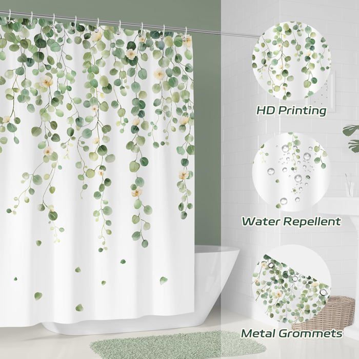 Bonhause Rideau De Douche Rétro Avec 12 Crochets - Motif