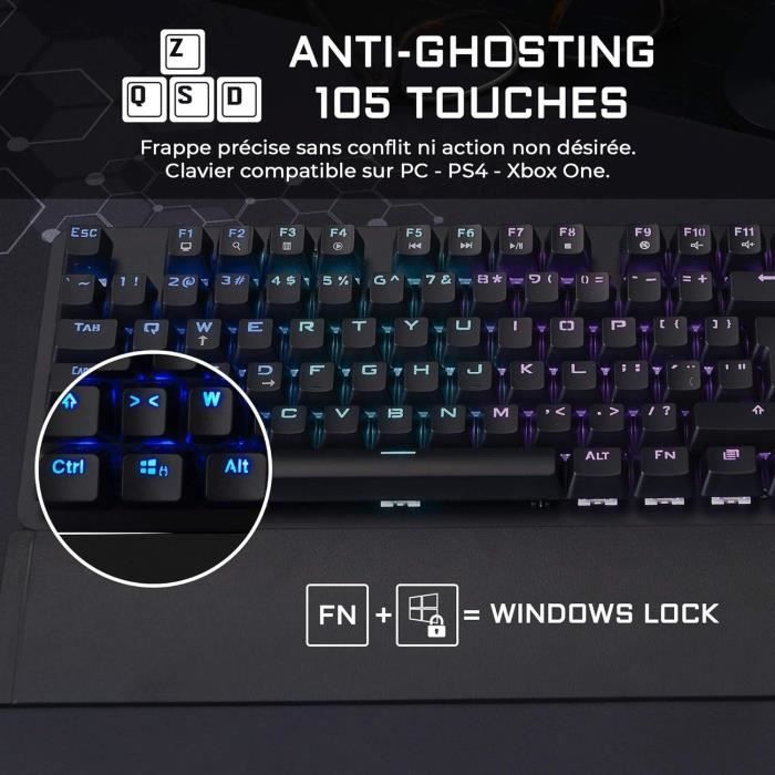 Clavier Gaming Goodmans RGB Multicolore Avec Repose-poignet Et Support Téléphone, Comme Neuf