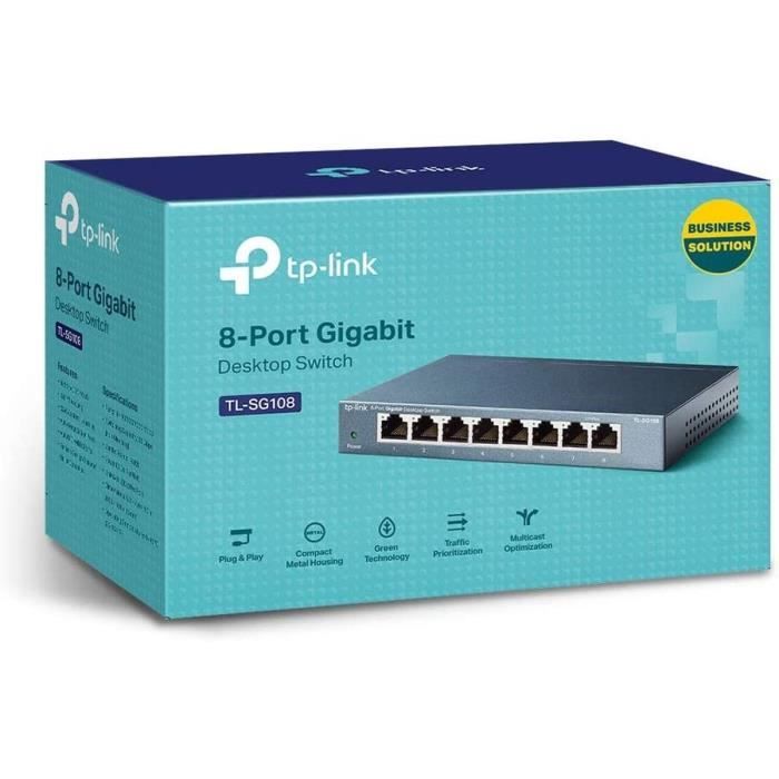 TP-Link Switch de bureau 8 ports Gigabit 10/100/1000 Mbps TL-SG108 idéal  pour étendre le réseau câblé pour les bureaux à domicile - Cdiscount  Informatique