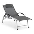 Chaise longue de jardin - Blumfeldt Sun Valley - Transat pliant  - dossier réglable - Chaise de jardin - Aluminium - gris-0