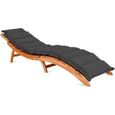 Coussin pour chaise longue anthracite rembourré 7 cm d'épaisseur oreiller inclus avec sangles Coussin pour bain de soleil-0