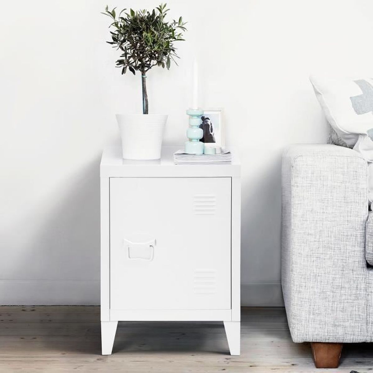 Mini Bibliotheque Bout De Canape Table De Chevet Metal Meuble