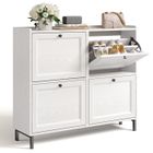 Meuble à Chaussures - Bealife - 4 Casiers - Rangement 20 Paires - Profondeur 24 cm - Blanc - 99 x 24 x 91 cm